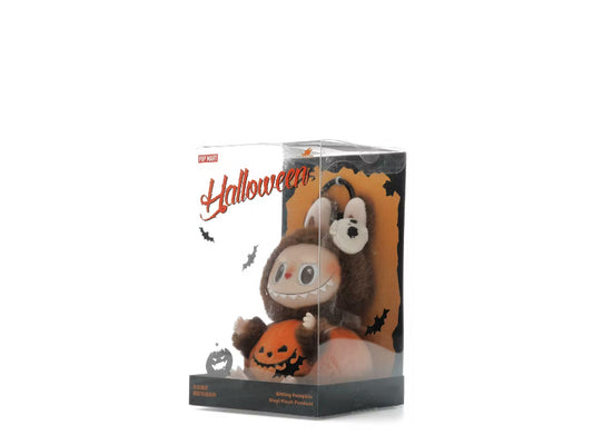 Pop Mart Labubu Happy Halloween Party Series-Sitting Pumpkin Vinyl Plush Pendant