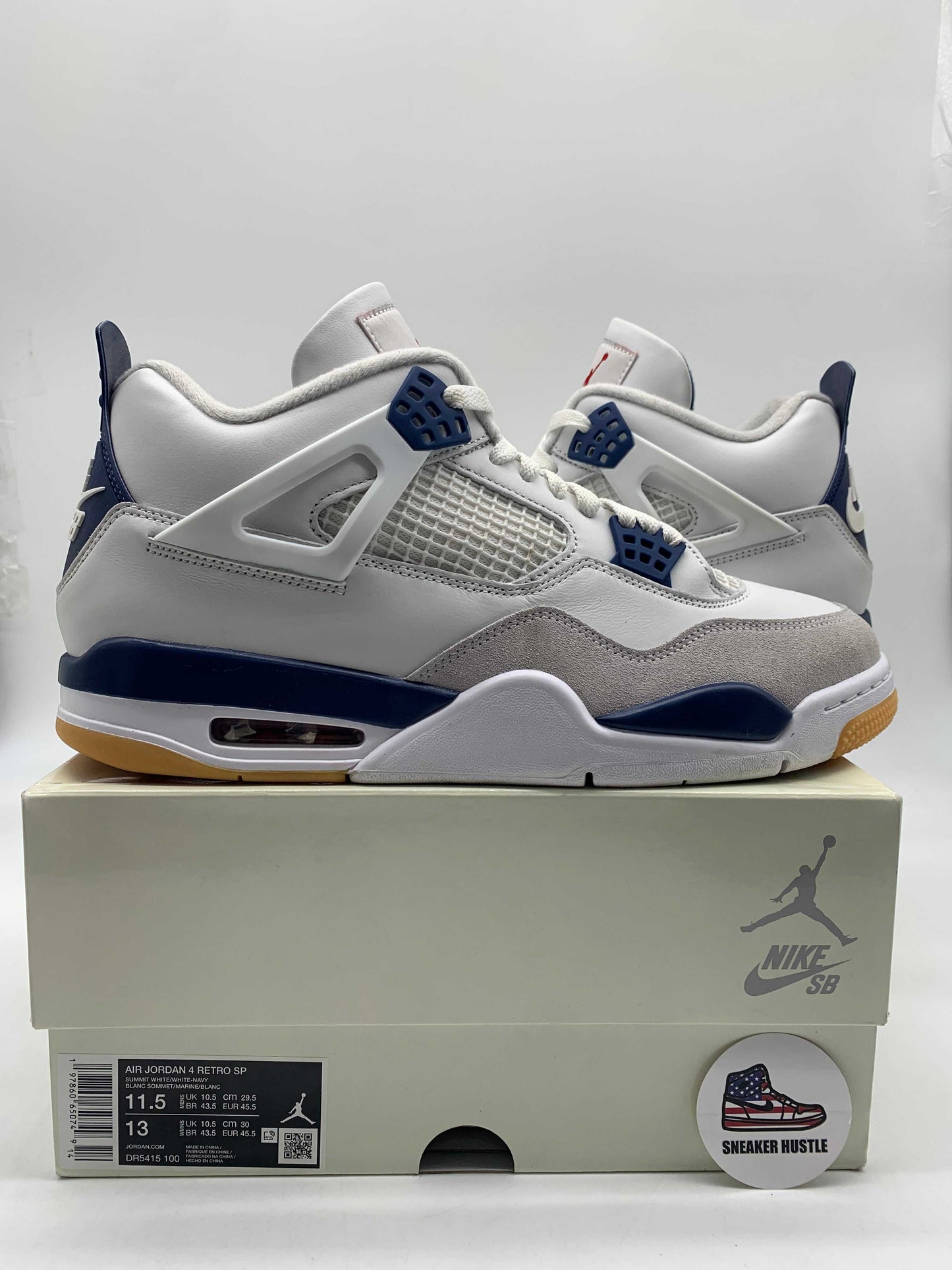Preowned Jordan 4 Retro SB Navy sneakers size 11.5 on box with Nike SB branding