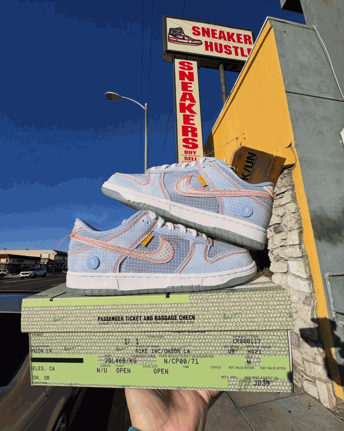 Holiday Sneaker Heat 2025 Nike sneakers displayed outside Sneaker Hustle USA in Canoga Park, LA