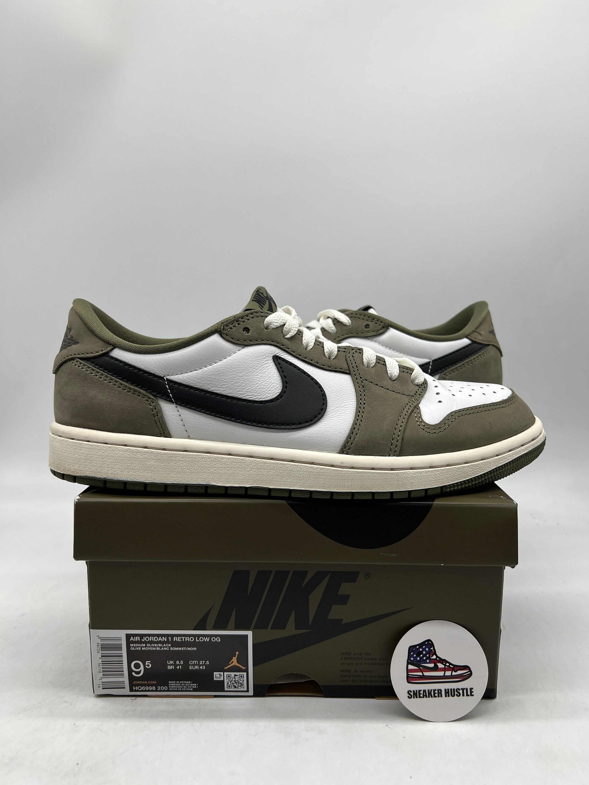 Preowned Jordan 1 Retro Low Medium Olive sneakers size 9.5