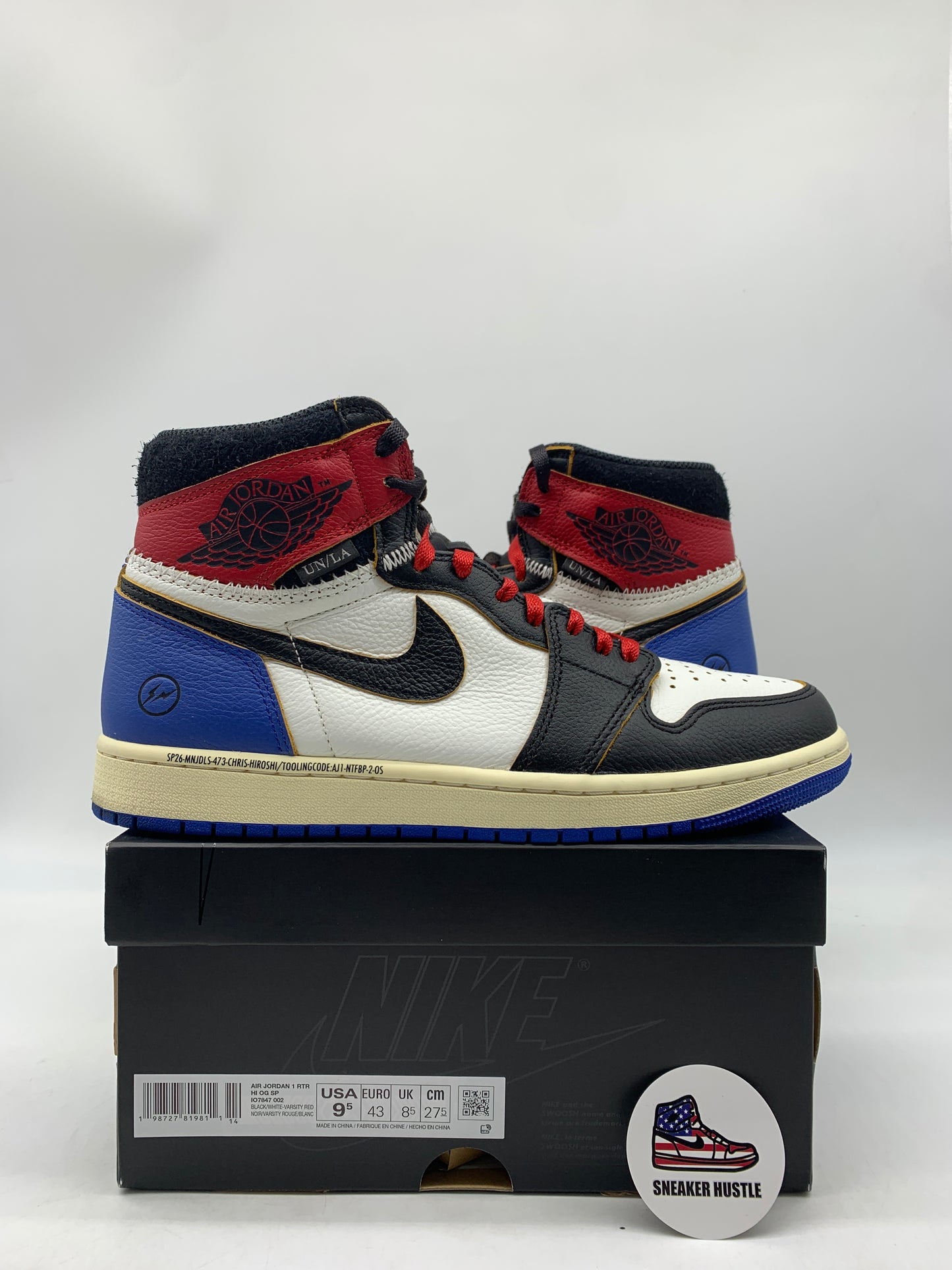 Jordan 1 Retro High OG SP Fragment x Union LA Varsity Red Sport Royal