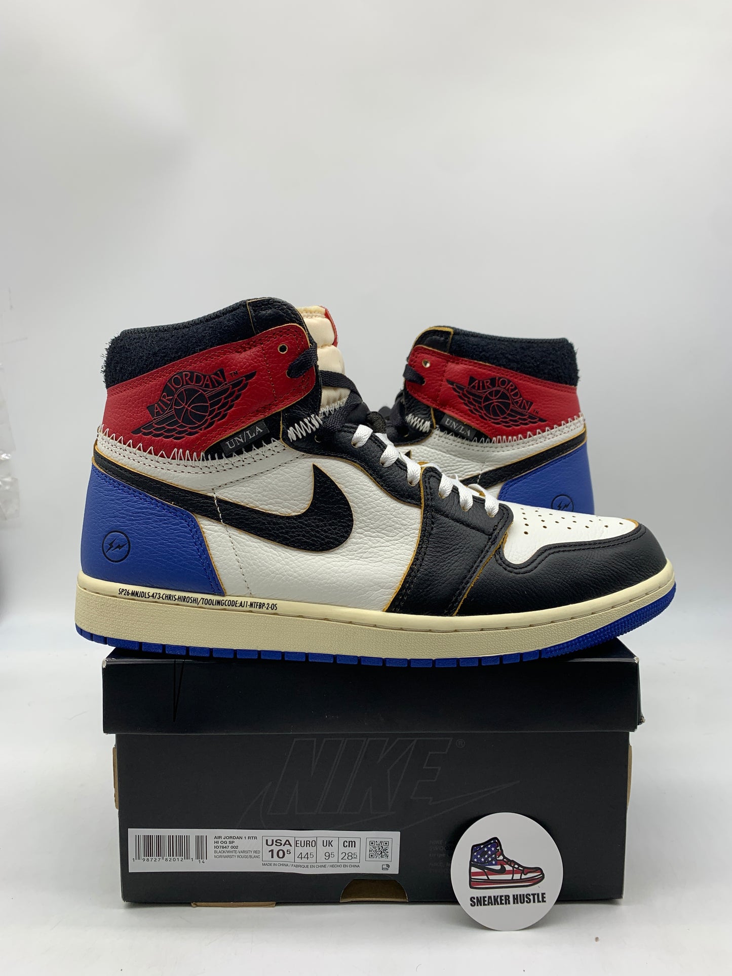 Jordan 1 Retro High OG SP Fragment x Union LA Varsity Red Sport Royal