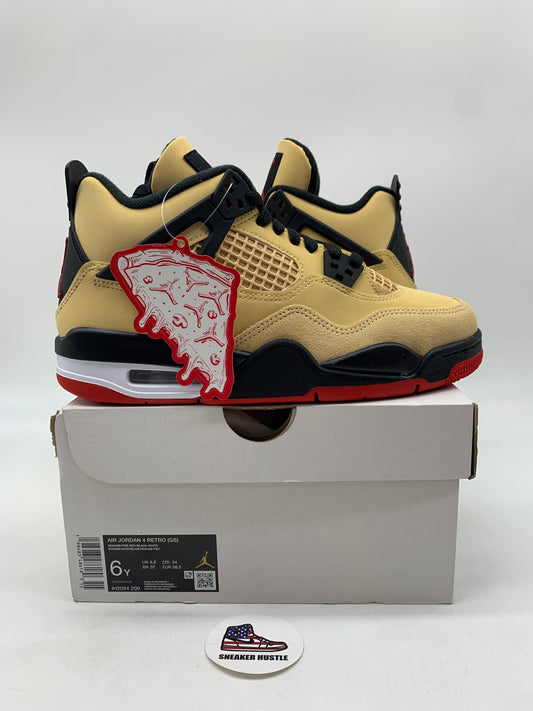 Jordan 4 Retro Pizza GS sneakers size 6Y with pizza tag on box