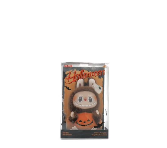 Pop Mart Labubu Happy Halloween Party Series-Sitting Pumpkin Vinyl Plush Pendant
