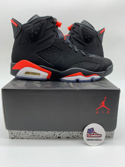 Jordan 6 Retro Black Infrared 2019 sneakers on box with black and red design