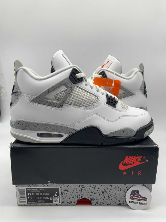 Jordan 4 Retro White Cement sneakers size 11.5 preowned very near deadstock on Nike Air box