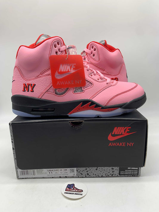 Pink Jordan 5 Retro Awake NY sneakers size 11 on black Nike Awake NY box