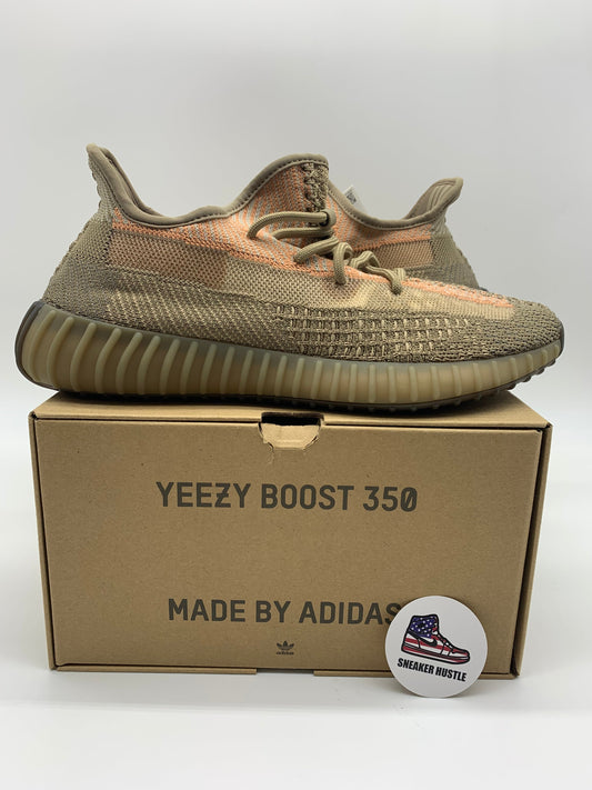 adidas Yeezy Boost 350 V2 Sand Taupe sneaker on Yeezy Boost 350 box