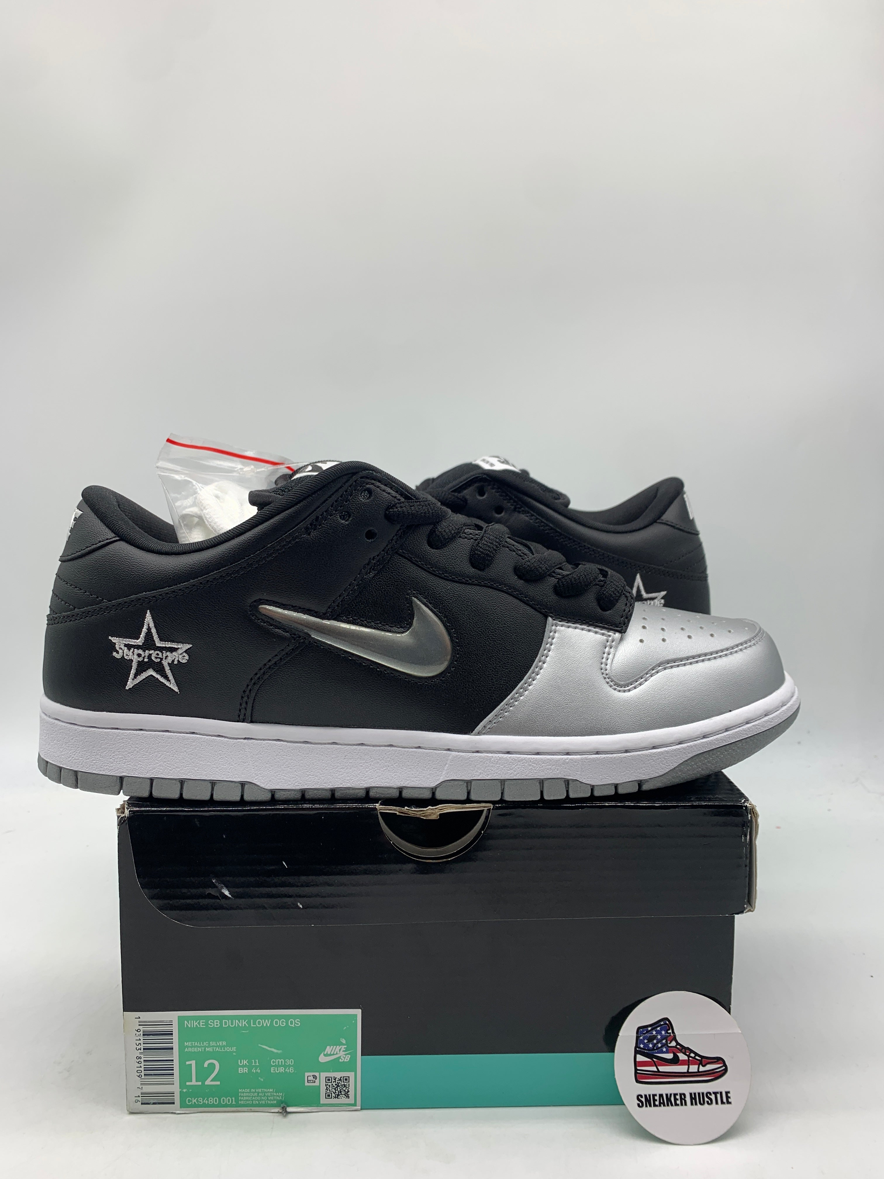Nike SB Dunk Low Supreme Jewel Swoosh Silver – Sneaker Hustle USA