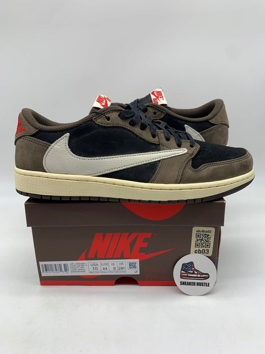Jordan 1 Retro Low Travis Scott Mocha sneakers size 10 on Nike box