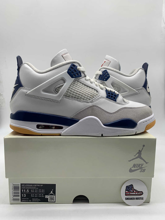 Preowned Jordan 4 Retro SB Navy sneakers size 11.5 on box with Nike SB branding