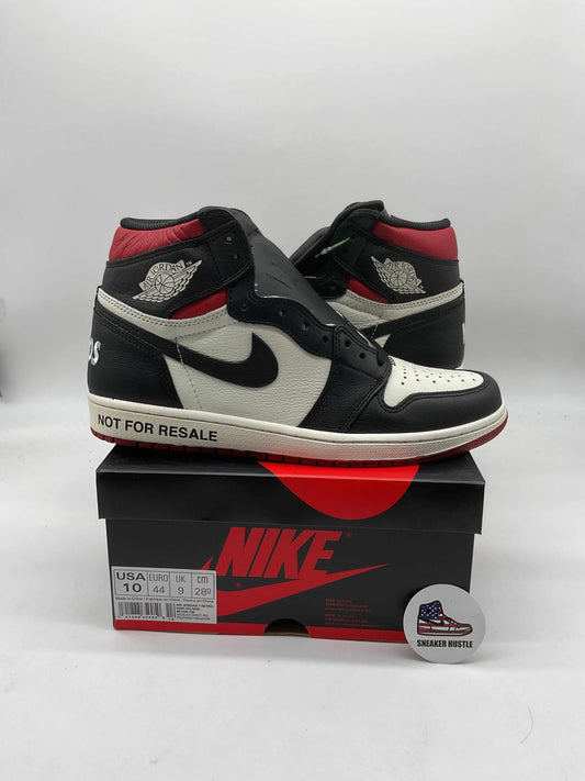 Jordan 1 Retro High Not for Resale Varsity Red sneakers size 10 on black and red Nike box