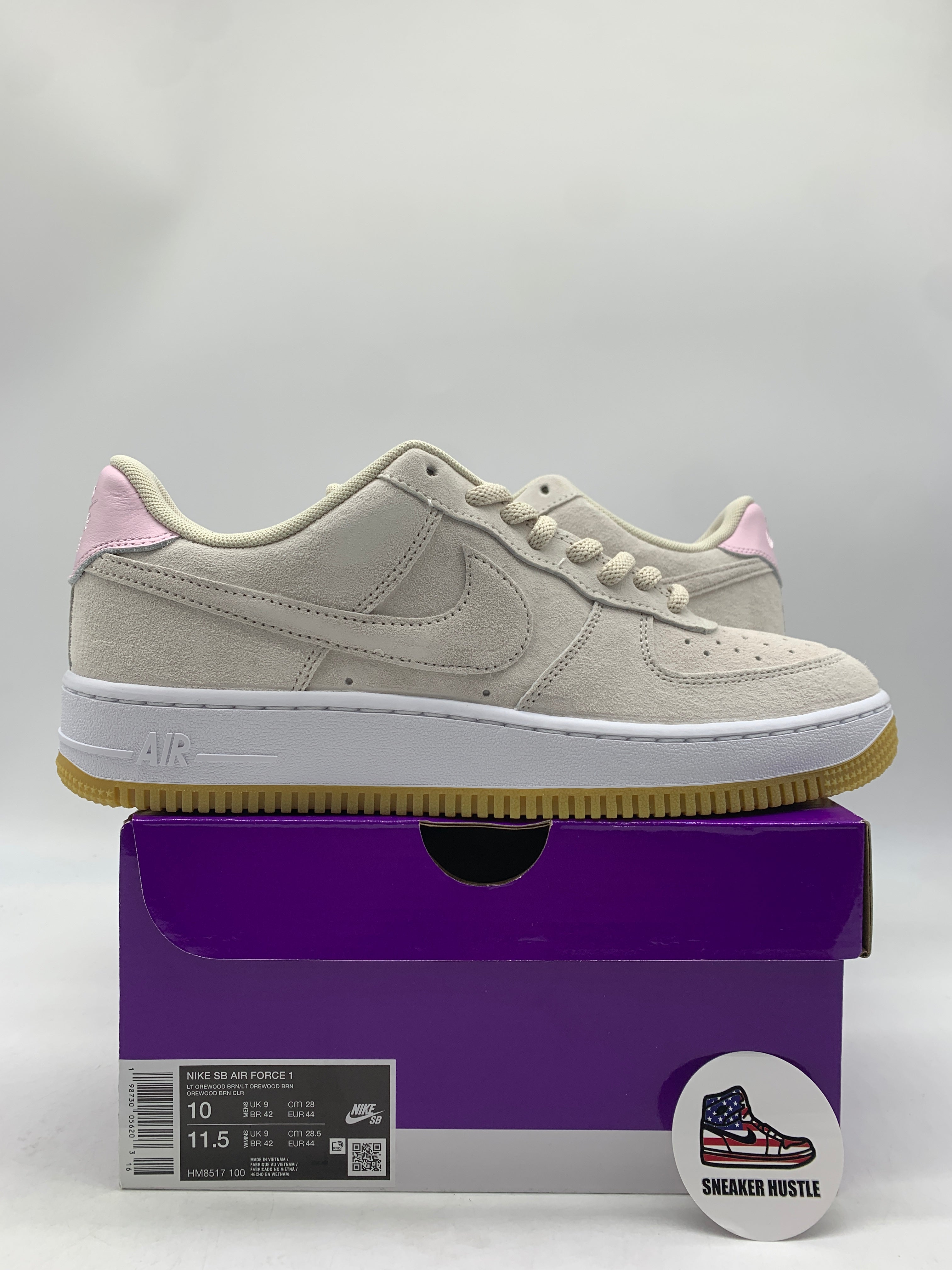 nike mauve air force 1 sneakers with gum sole