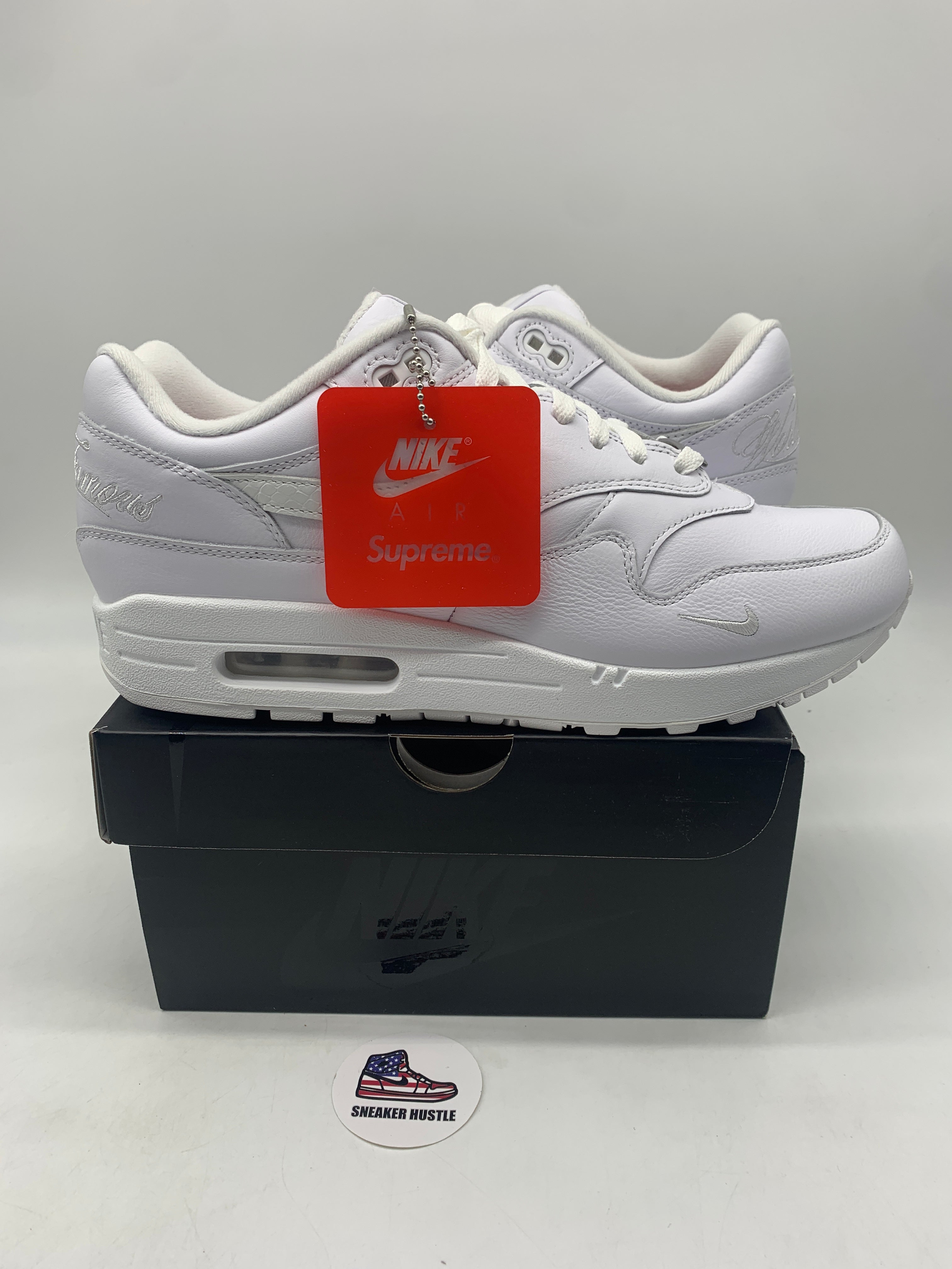 Nike Air Max 1 '87 SP Supreme Triple White – Sneaker Hustle USA